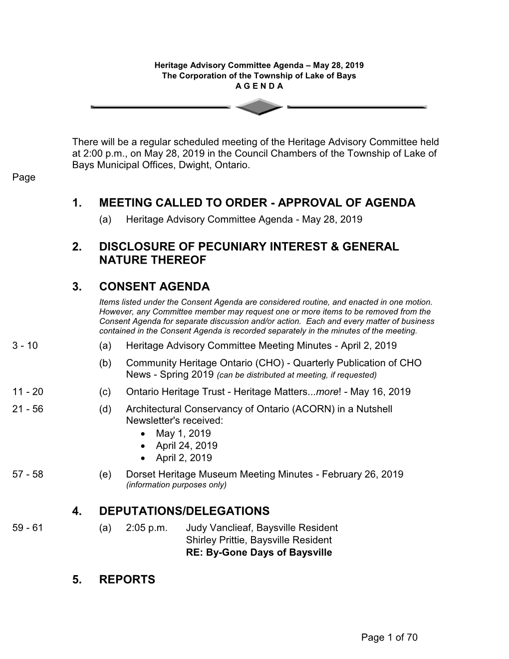 Heritage Committee Agenda - May 28, 2019 Page