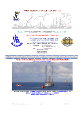 Daily Shipping Newsletter 2003 – 227 Vlierodam Wire