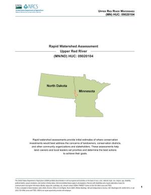 Rapid Watershed Assessment Upper Red River (MN/ND) HUC: 09020104