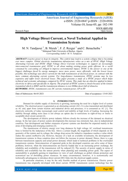 High Voltage Direct Current, a Novel Technical Applied in Transmission Systems