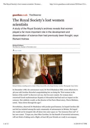 The Royal Society's Lost Women Scientists | Science