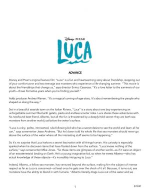 ADVANCE Disney and Pixar's Original Feature Film “Luca” Is a Fun and Heartwarming Story About Friendship, Stepping out Of
