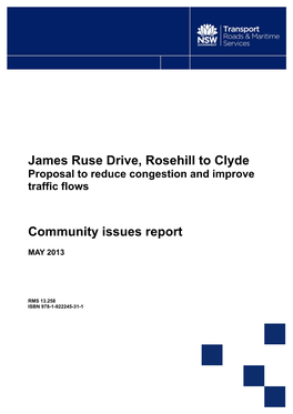 James Ruse Drive, Rosehill to Clyde Proposal to Reduce Congestion and Improve Traffic Flows