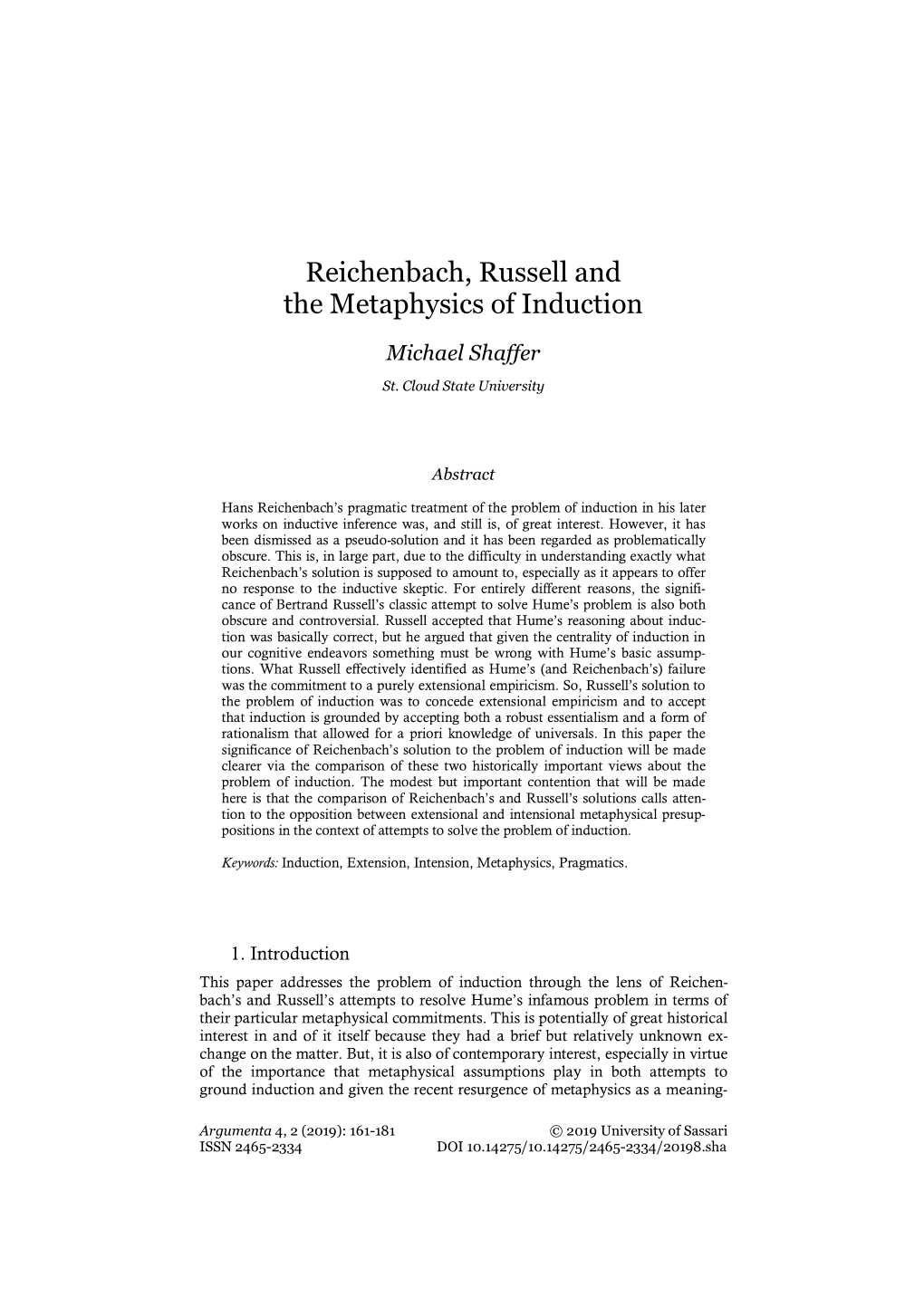 Reichenbach, Russell and the Metaphysics of Induction