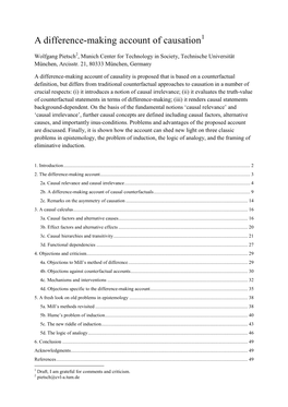 A Difference-Making Account of Causation1