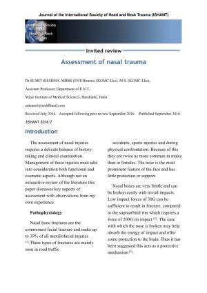 JISHANT Assessment of Nasal Trauma
