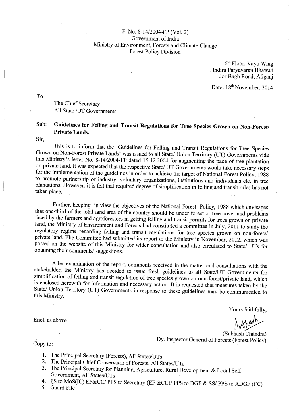 Guidelines for Felling and Transit Regulations for Tree Species