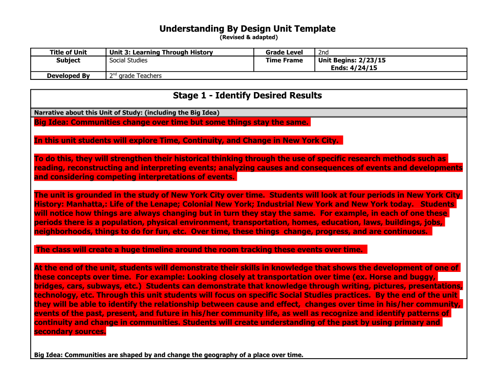 Understanding by Design Unit Template s3