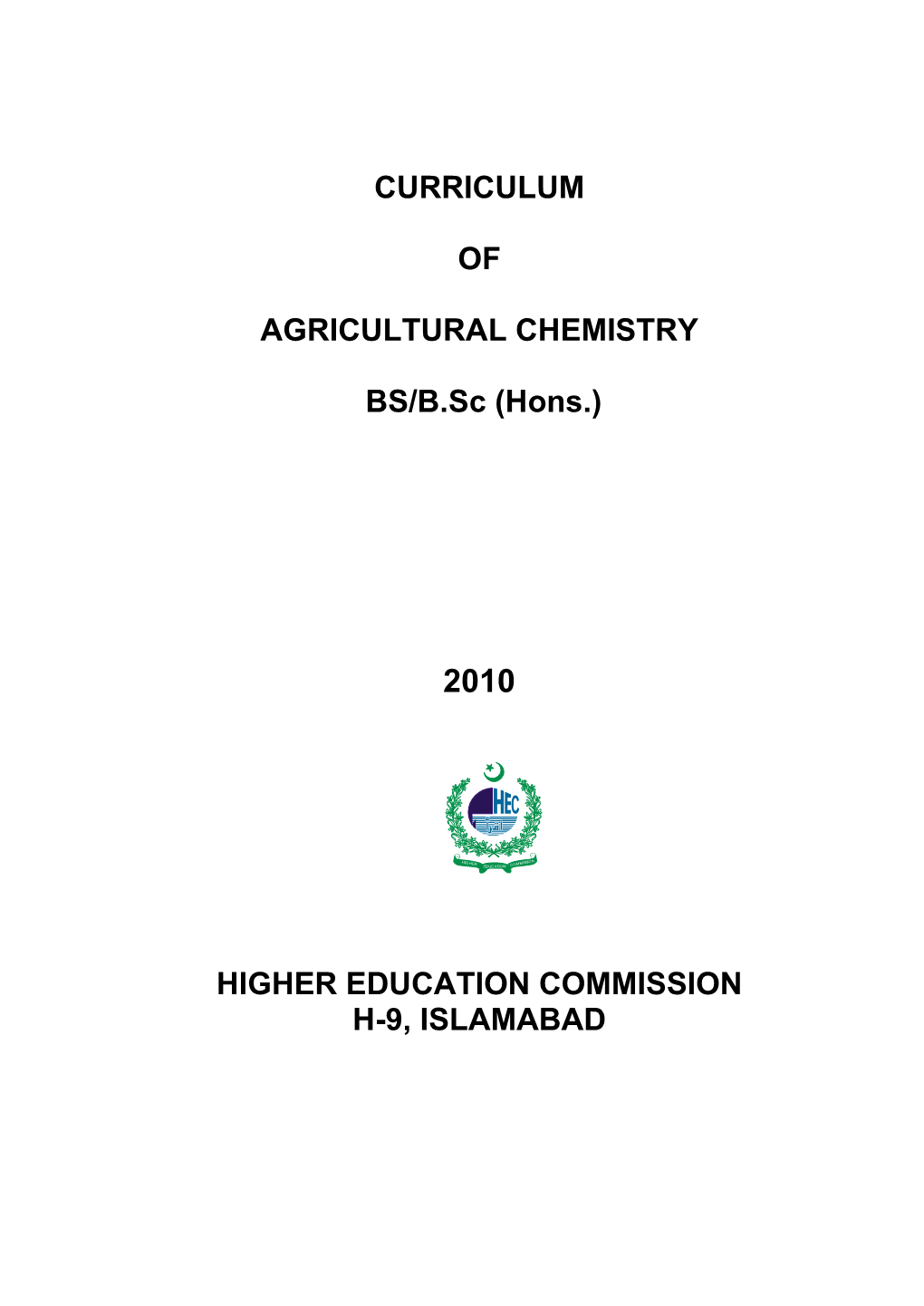 CURRICULUM of AGRICULTURAL CHEMISTRY BS/B.Sc (Hons.)