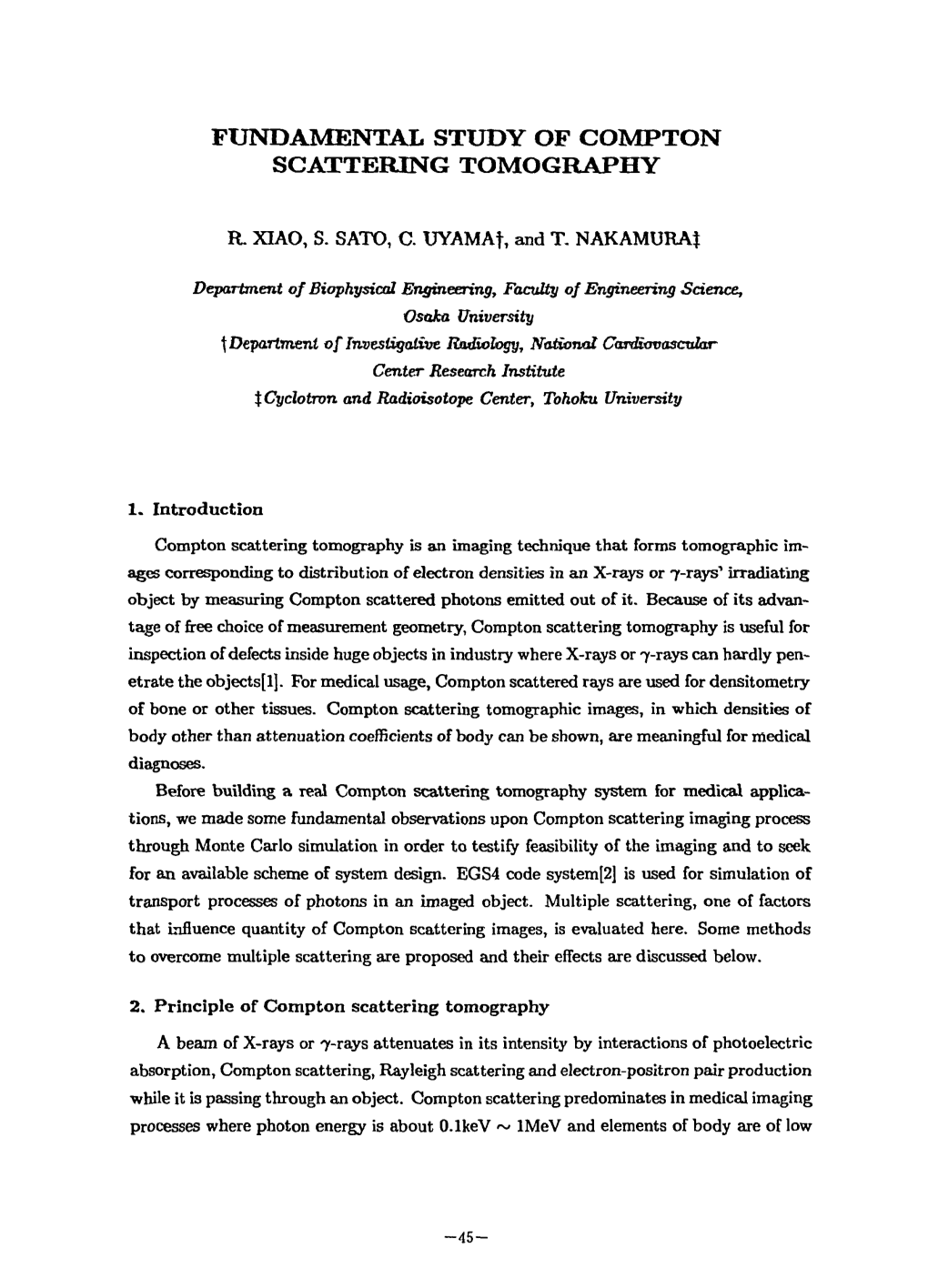 Fundamental Study of Compton Scattering Tomography