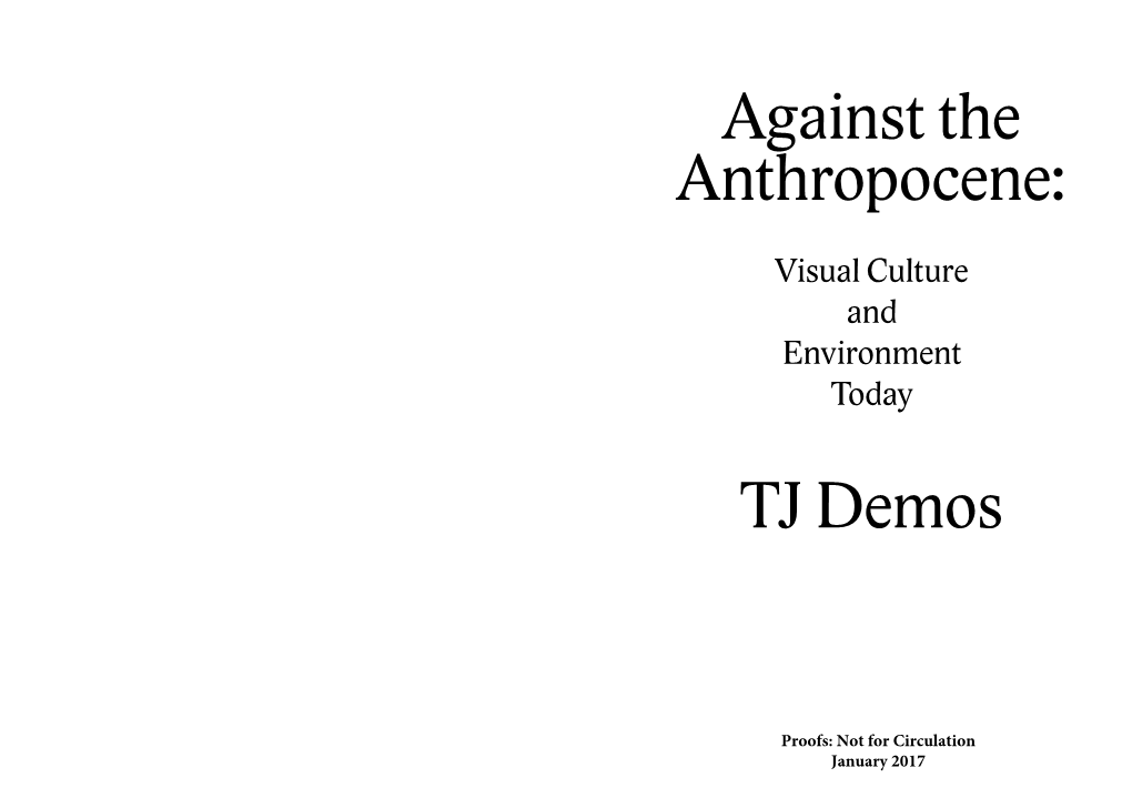 Against the Anthropocene: TJ Demos