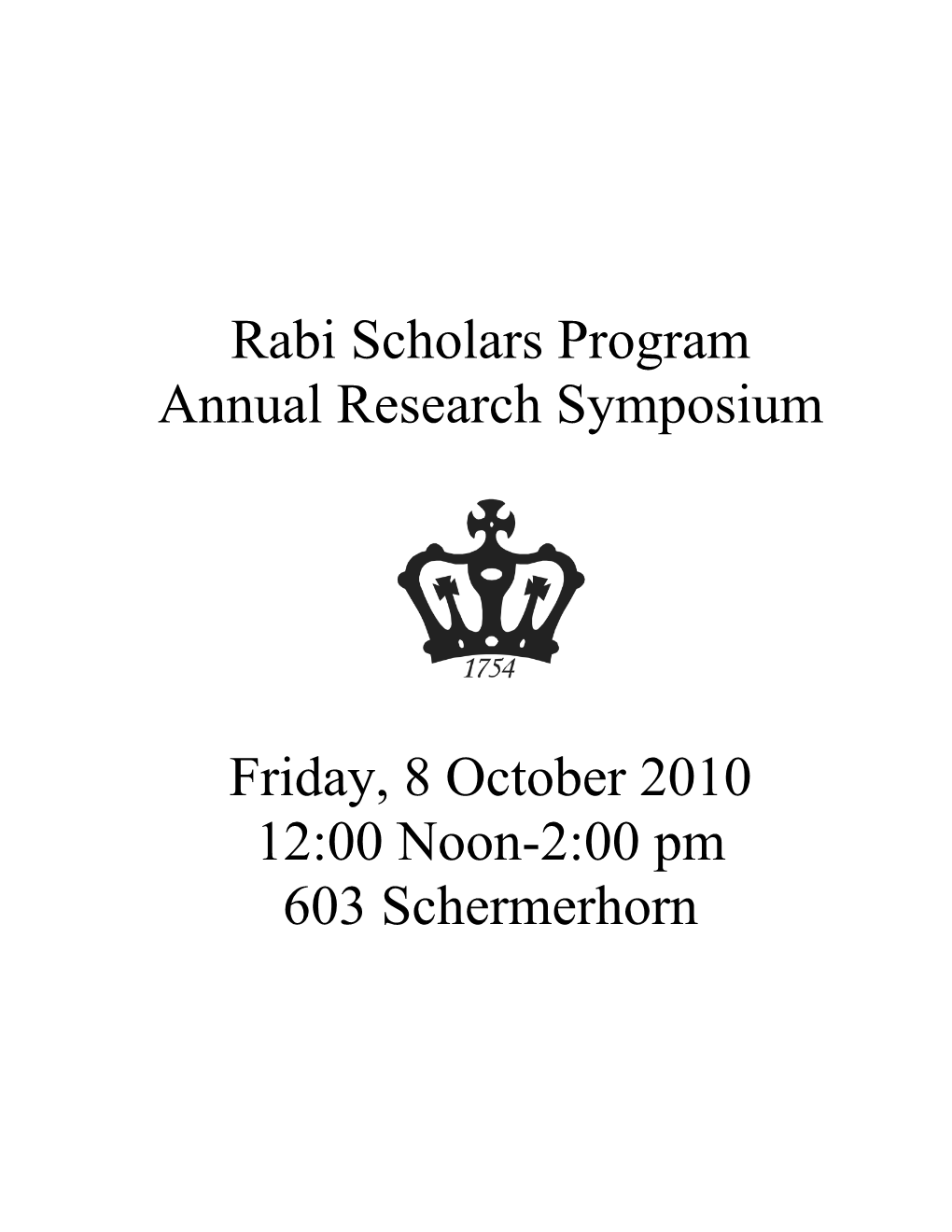 Rabi Scholars Symposium