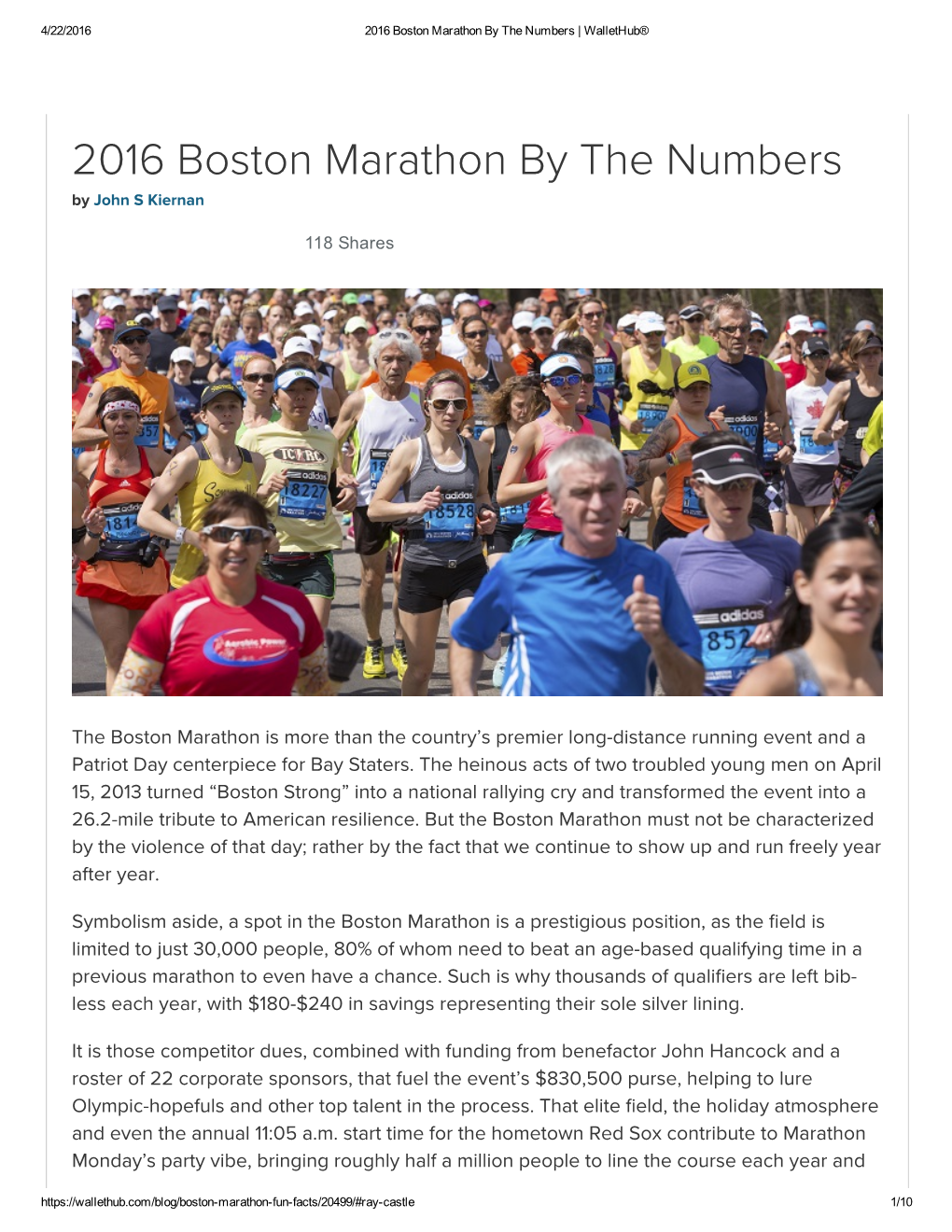 2016 Boston Marathon by the Numbers | Wallethub®