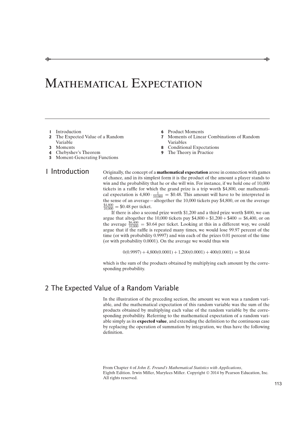 Mathematical Expectation