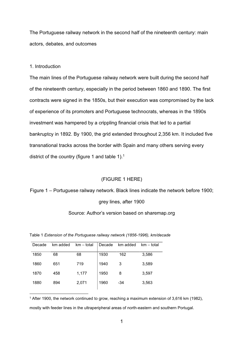 1 the Portuguese Railway Network in the Second Half of the Nineteenth Century