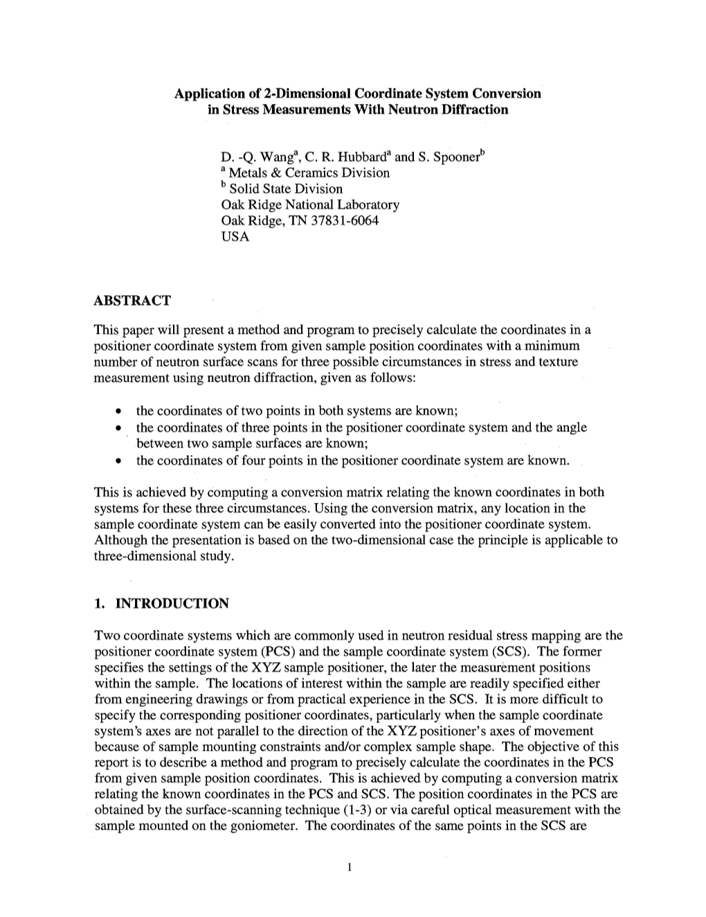 Application of 2-Dimensional Coordinate System Conversion in Stress Measurements with Neutron Diffraction