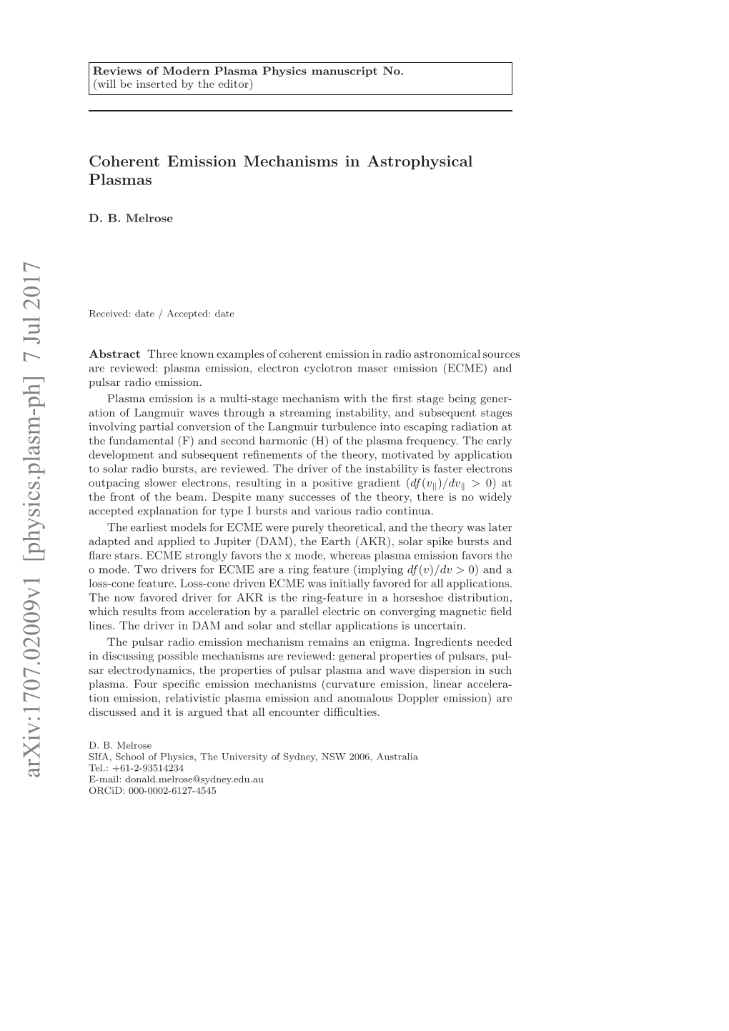 Coherent Emission Mechanisms in Astrophysical Plasmas