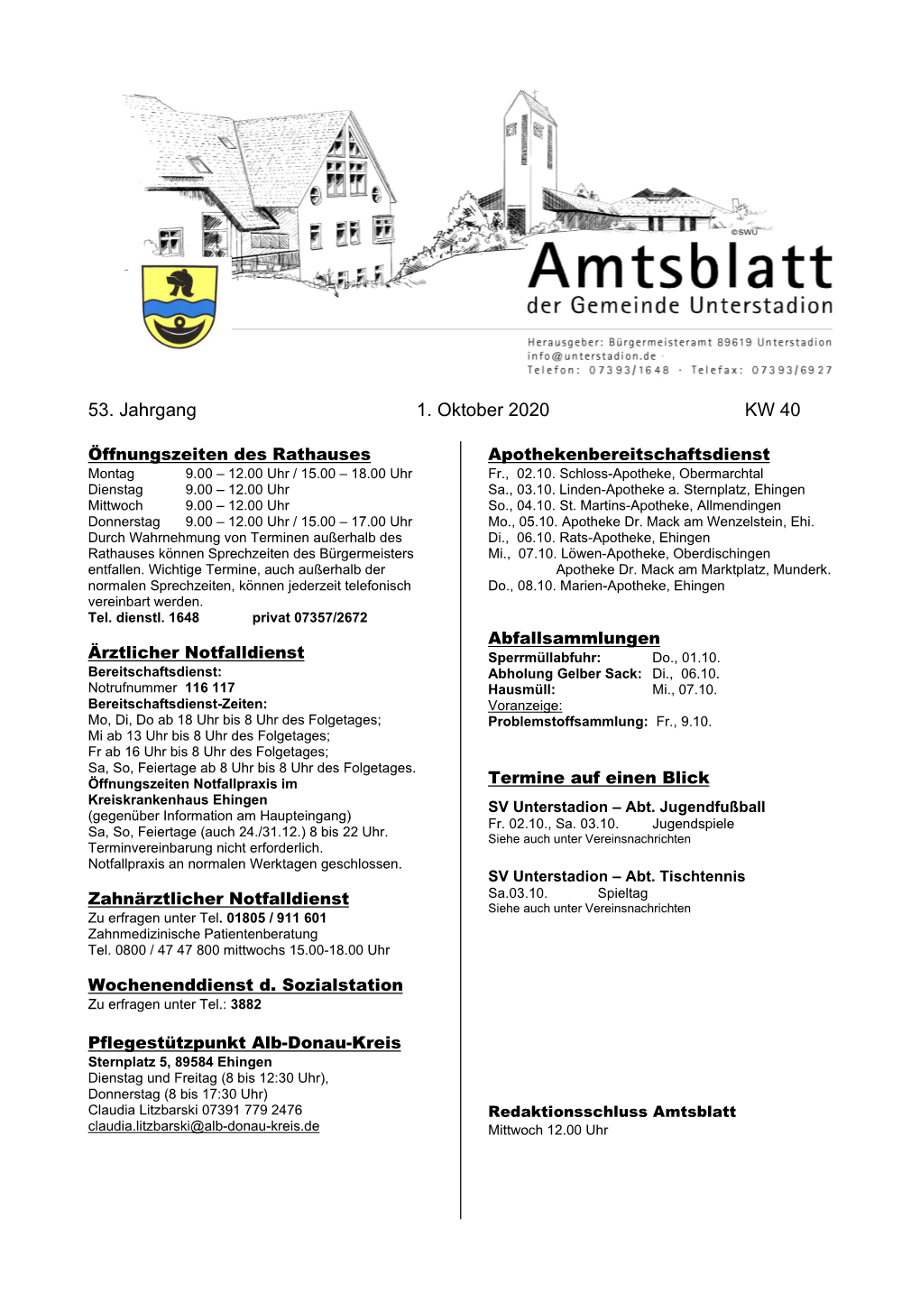 53. Jahrgang 1. Oktober 2020 KW 40