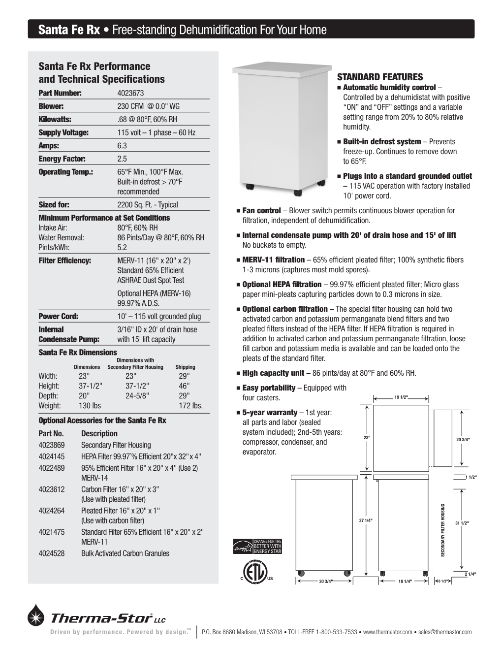 Santa Fe Rx • Free-Standing Dehumidification for Your Home