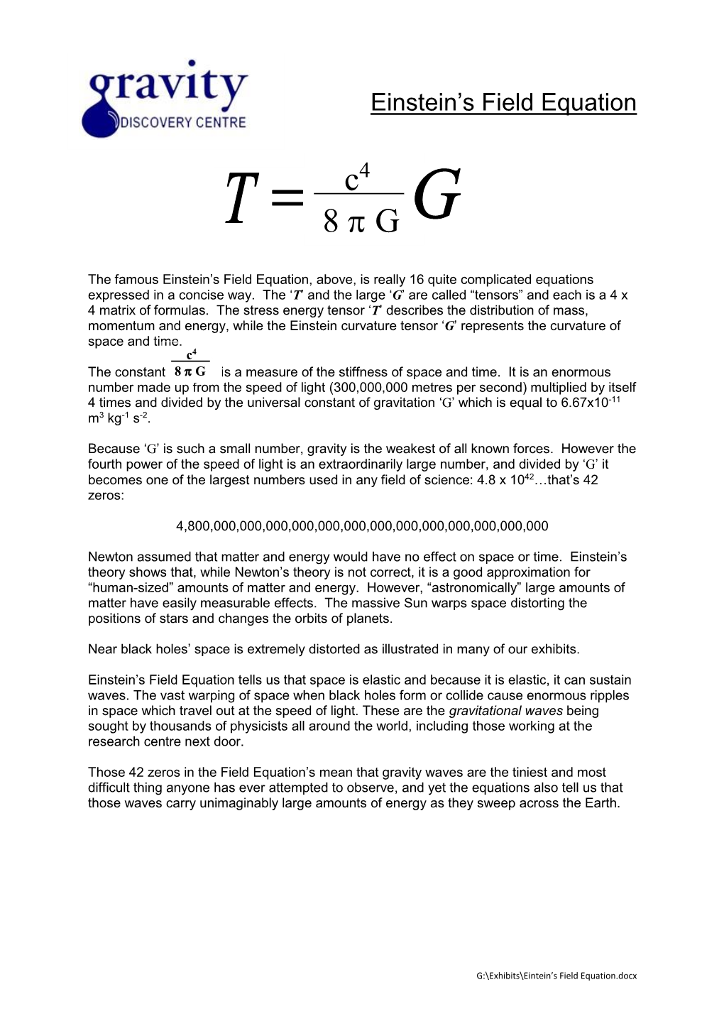 Einstein's Field Equation