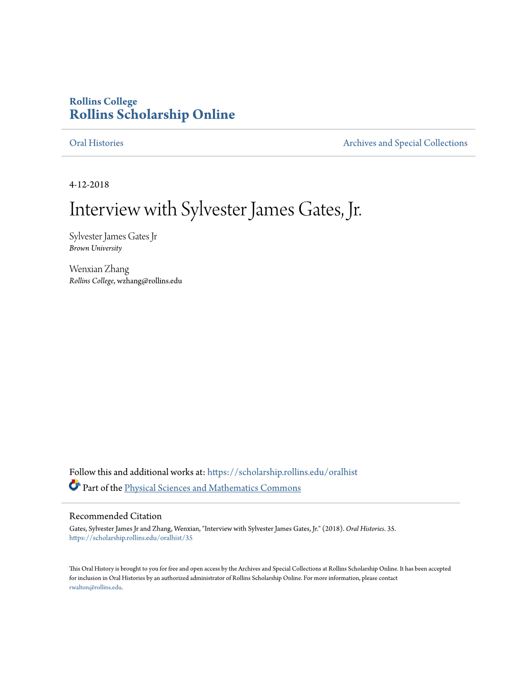 Interview with Sylvester James Gates, Jr