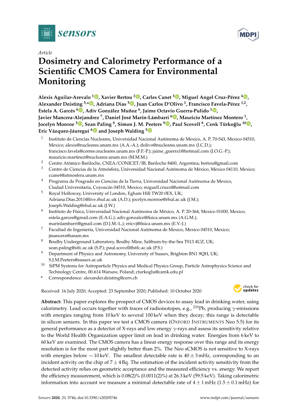 Dosimetry and Calorimetry Performance of a Scientific CMOS