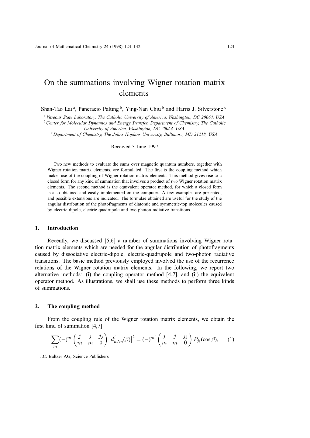 On the Summations Involving Wigner Rotation Matrix Elements