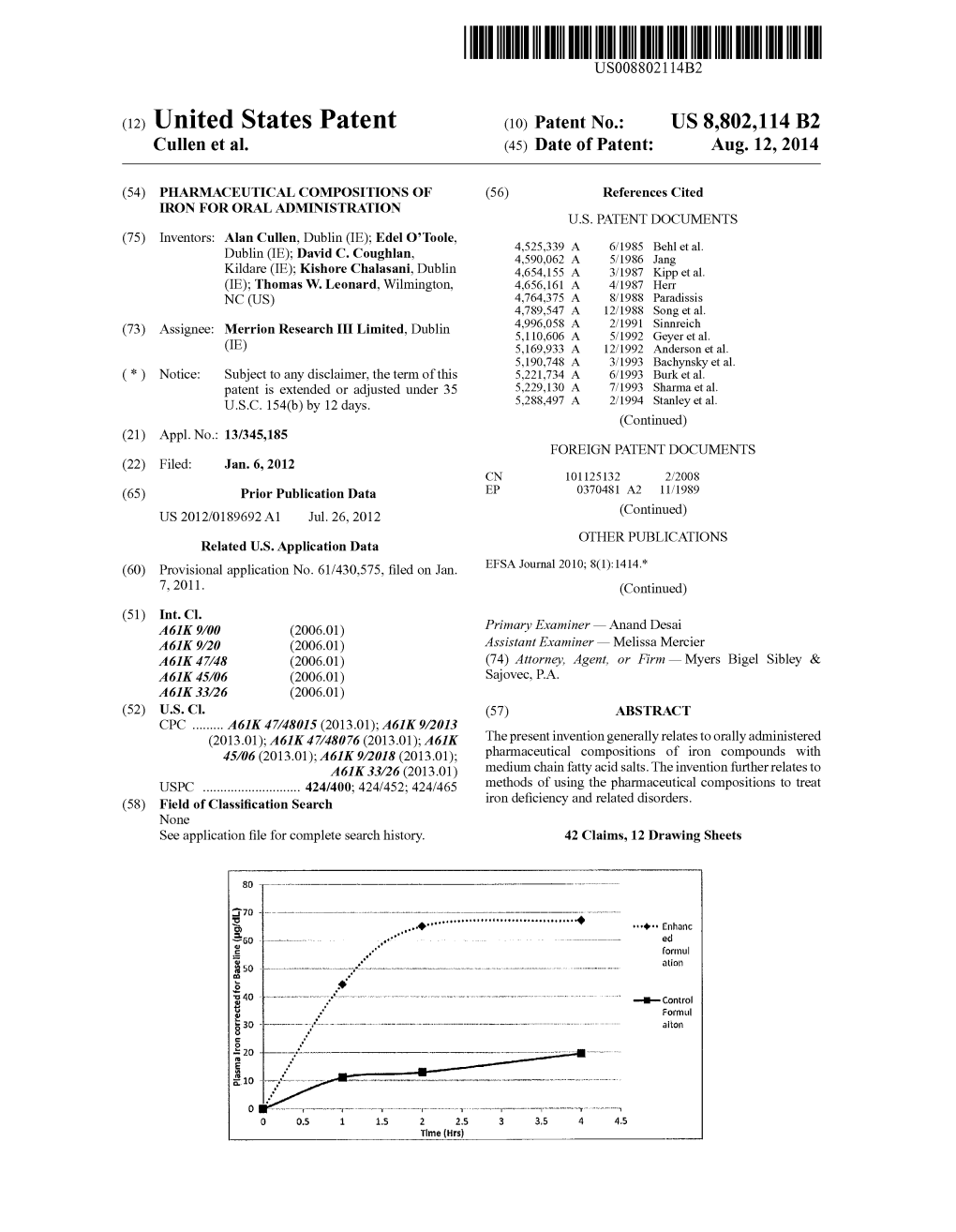 (12) United States Patent (10) Patent No.: US 8,802,114 B2 Cullen Et Al