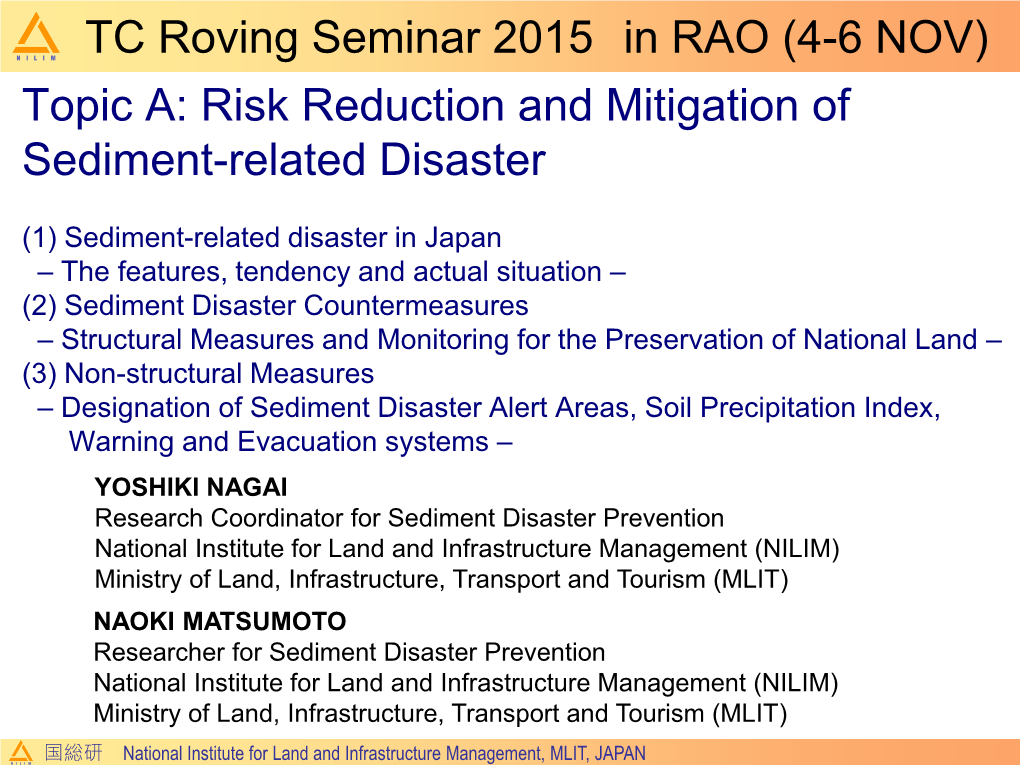 Sediment-Related Disaster in Japan