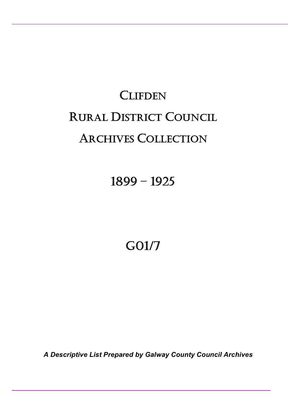 G01-7 Clifden Rural District Council 1899-1925