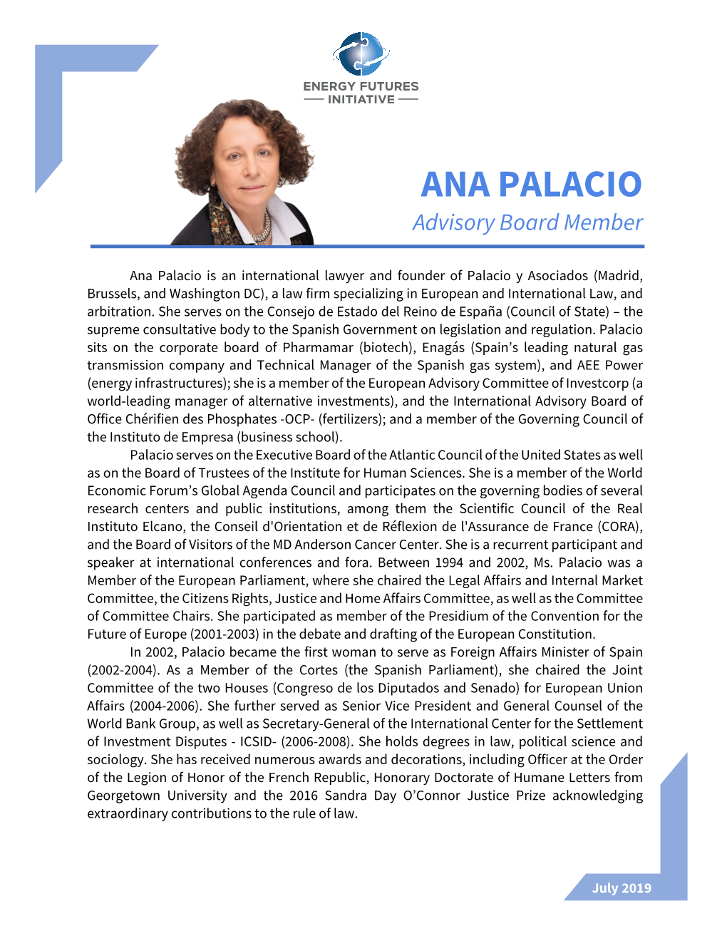 ANA PALACIO Advisory Board Member