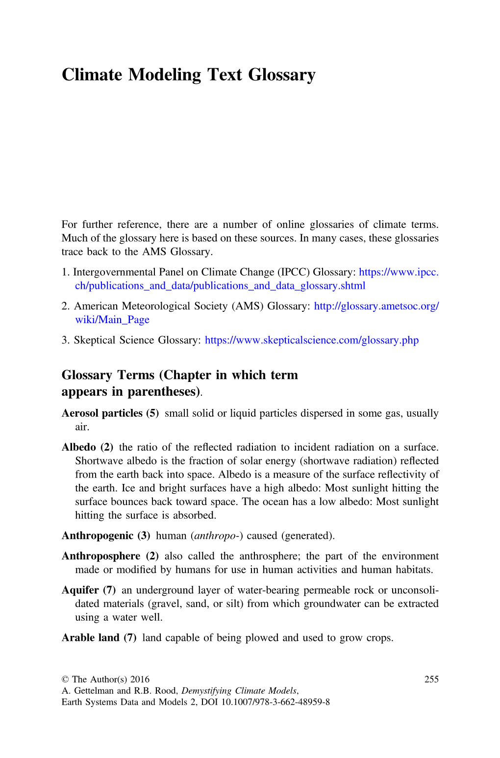 Climate Modeling Text Glossary