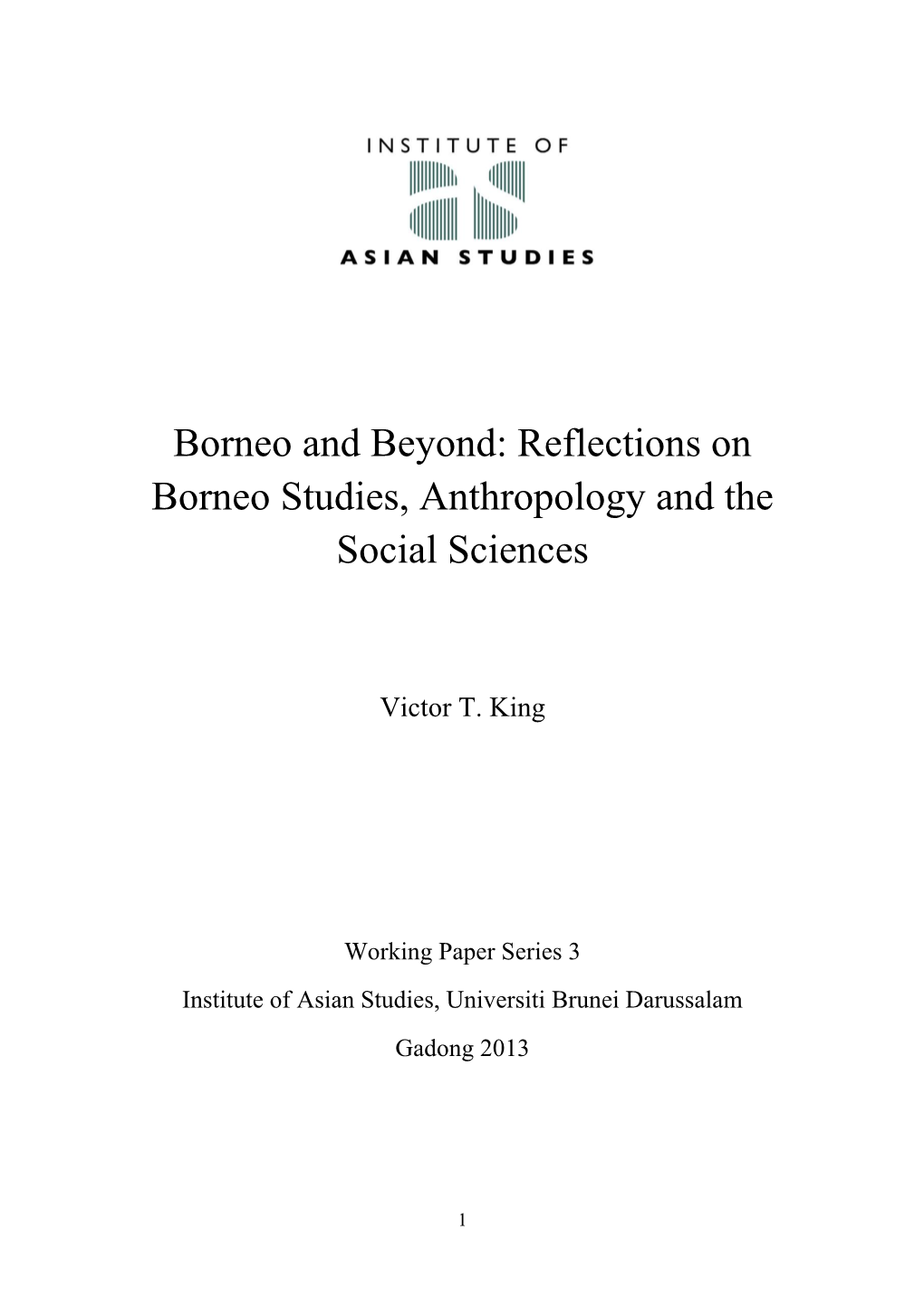 Reflections on Borneo Studies, Anthropology and the Social Sciences