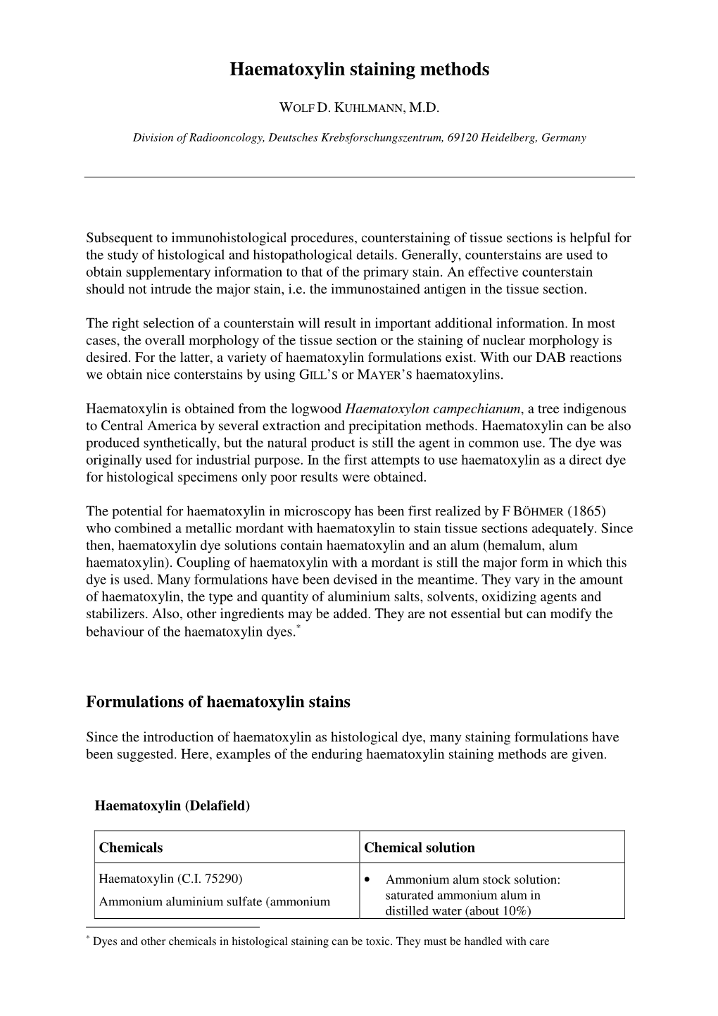 Haematoxylin Staining Methods