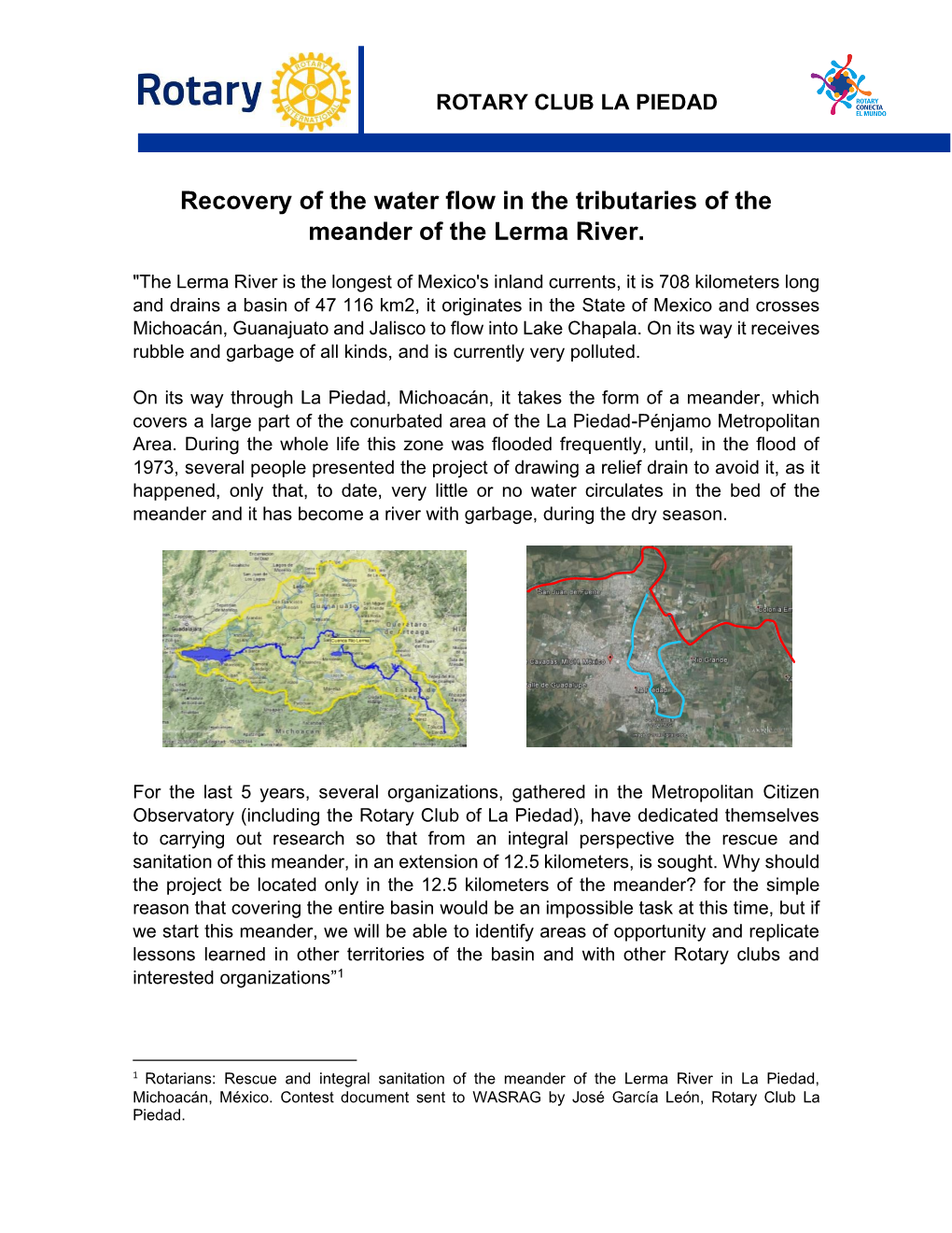 Recovery of the Water Flow in the Tributaries of the Meander of the Lerma River