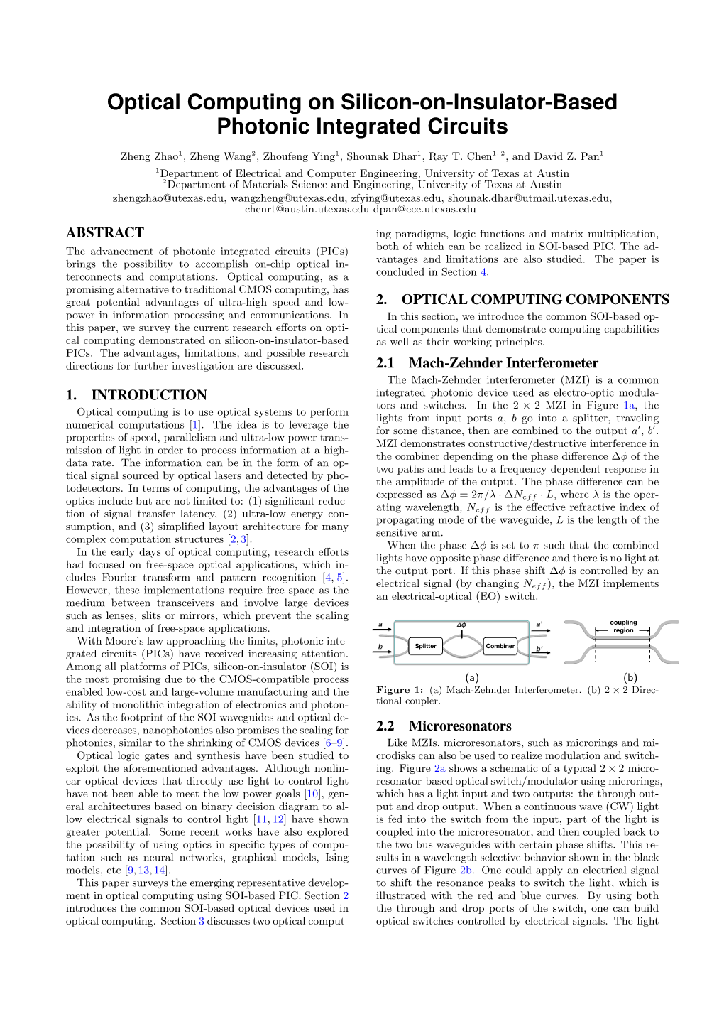 Optical Computing on Silicon-On-Insulator-Based Photonic Integrated Circuits