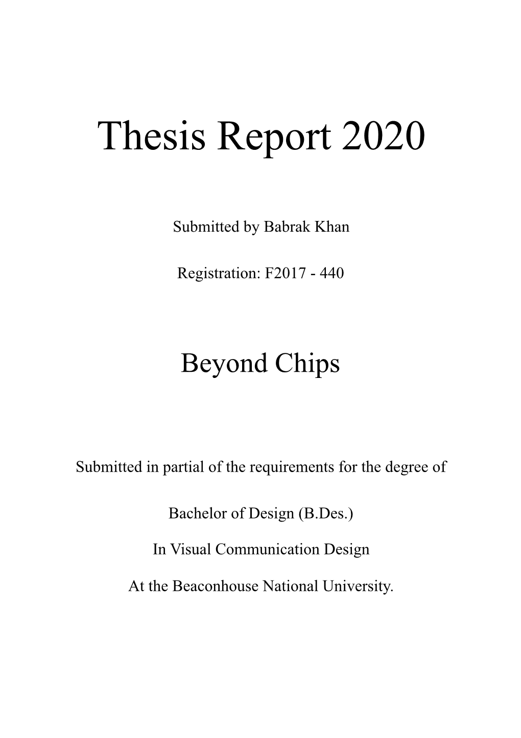 Thesis Report 2020