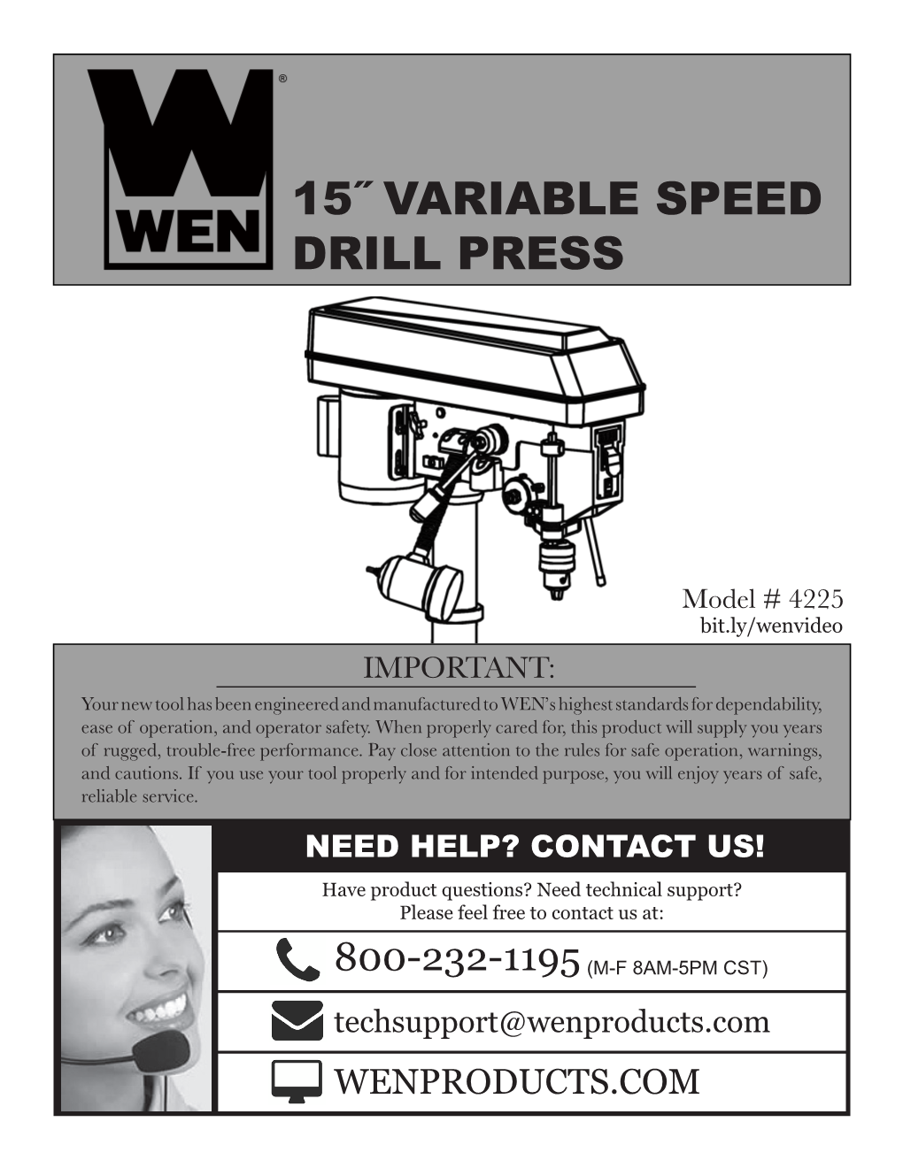 15˝ Variable Speed Drill Press