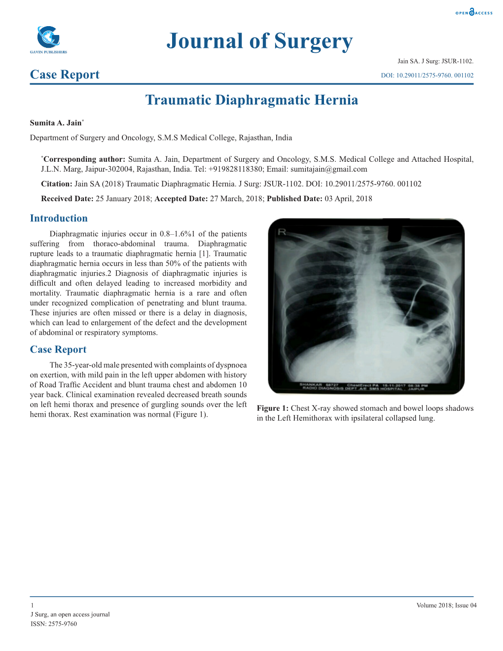 Traumatic Diaphragmatic Hernia