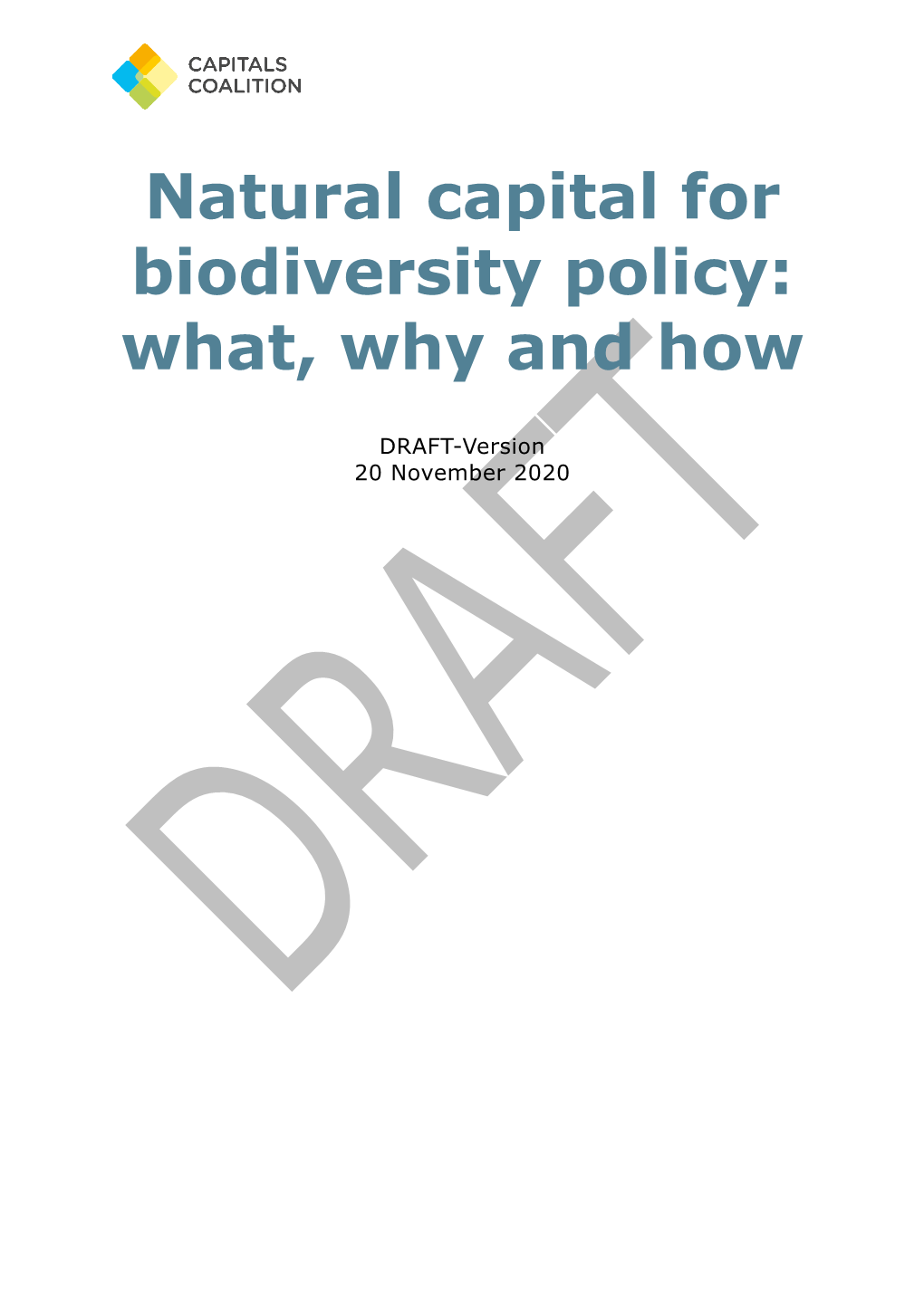 Natural Capital for Biodiversity Policy: What, Why and How