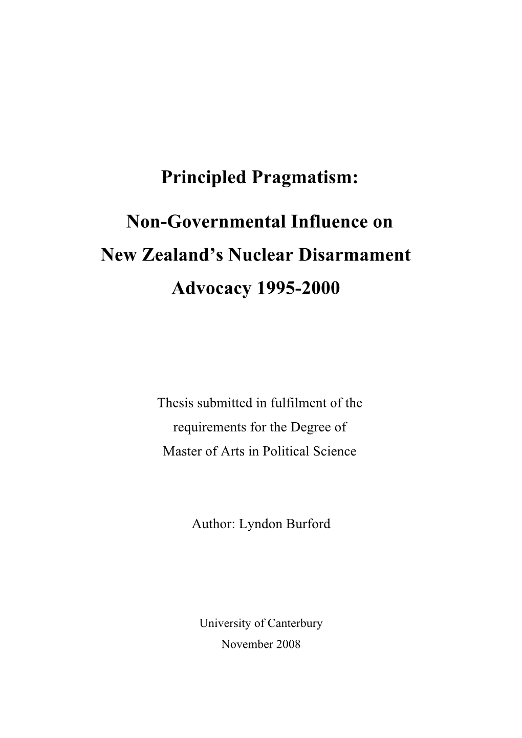 Non-Governmental Influence on New Zealand's Nuclear Disarmament
