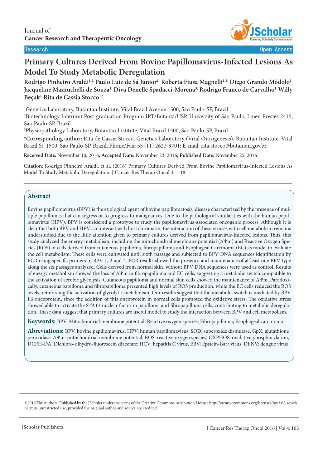 Primary Cultures Derived from Bovine Papillomavirus-Infected Lesions As