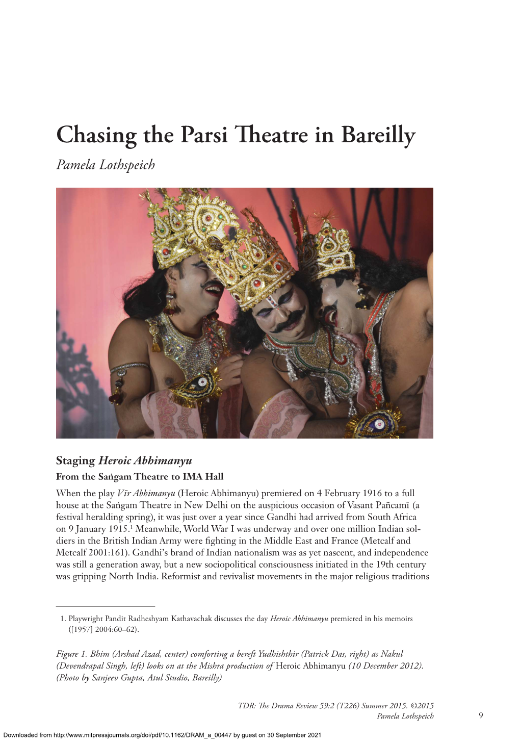 Chasing the Parsi Theatre in Bareilly Pamela Lothspeich