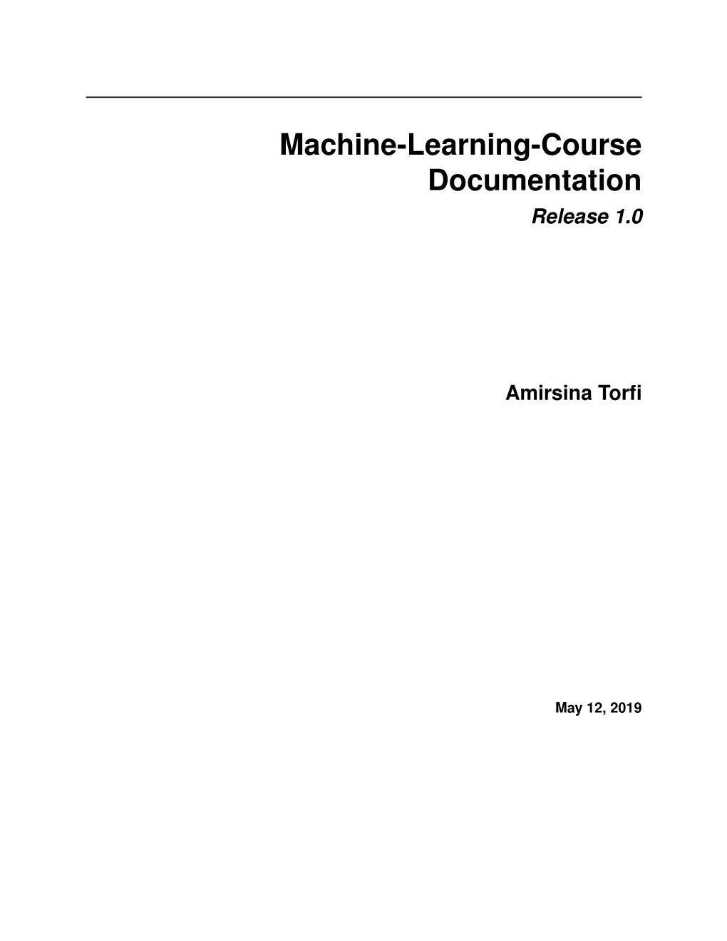 Machine-Learning-Course Documentation Release 1.0