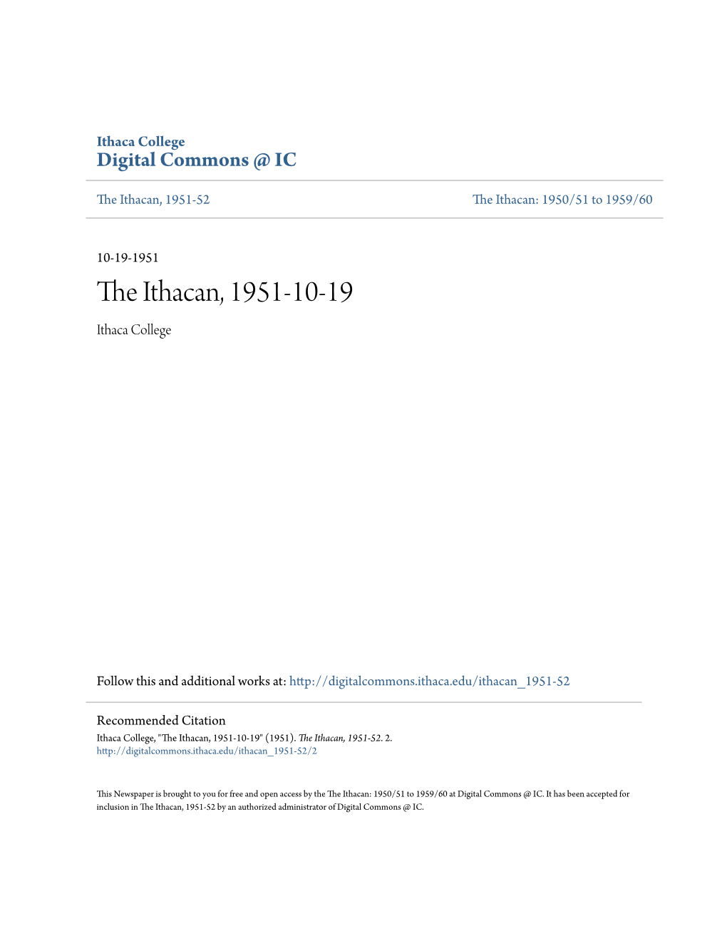 The Ithacan, 1951-10-19