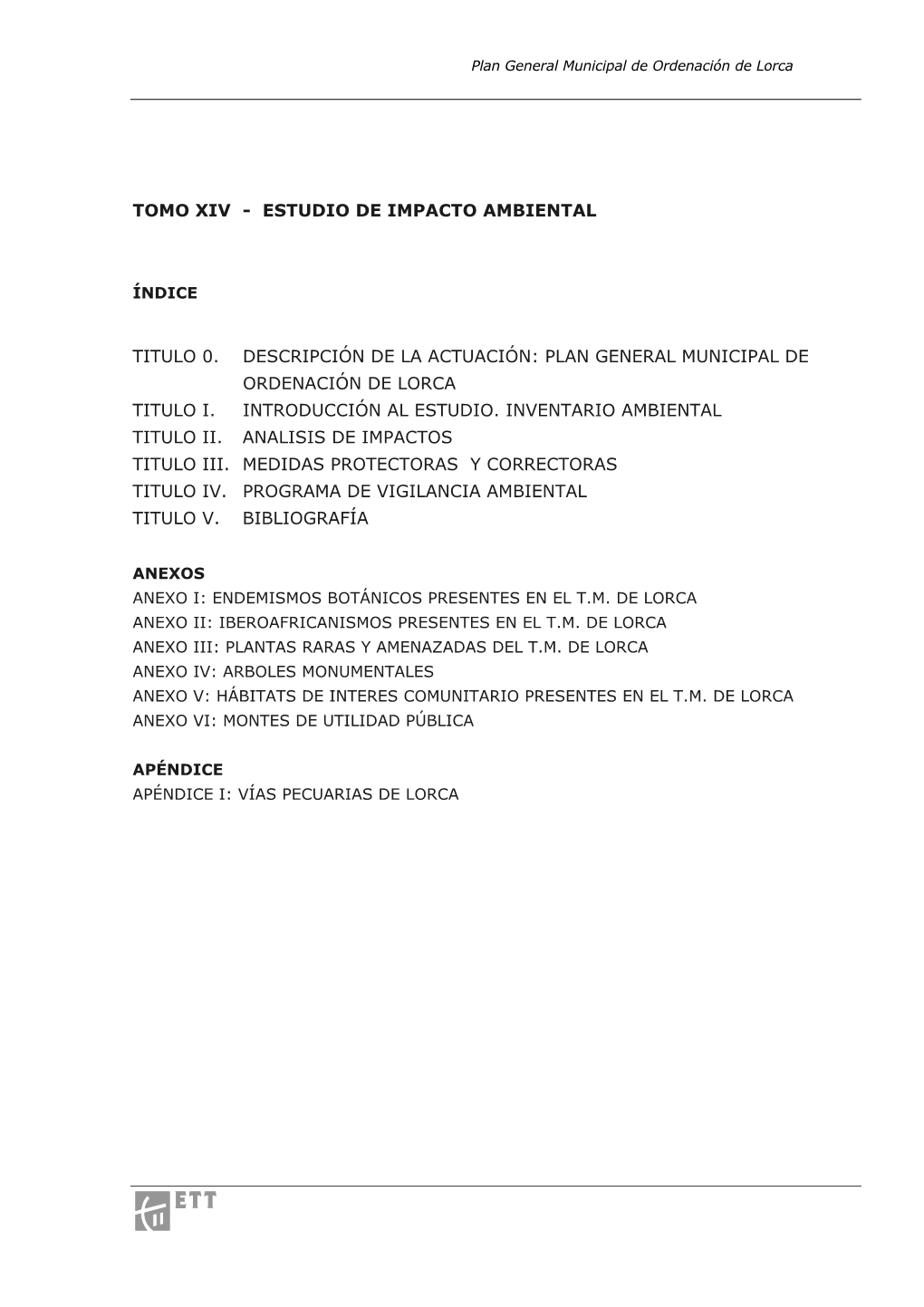 TOMO XIV. Impacto Ambiental