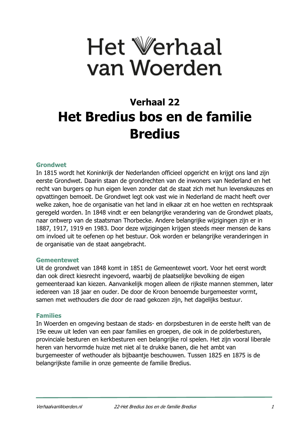 Het Bredius Bos En De Familie Bredius