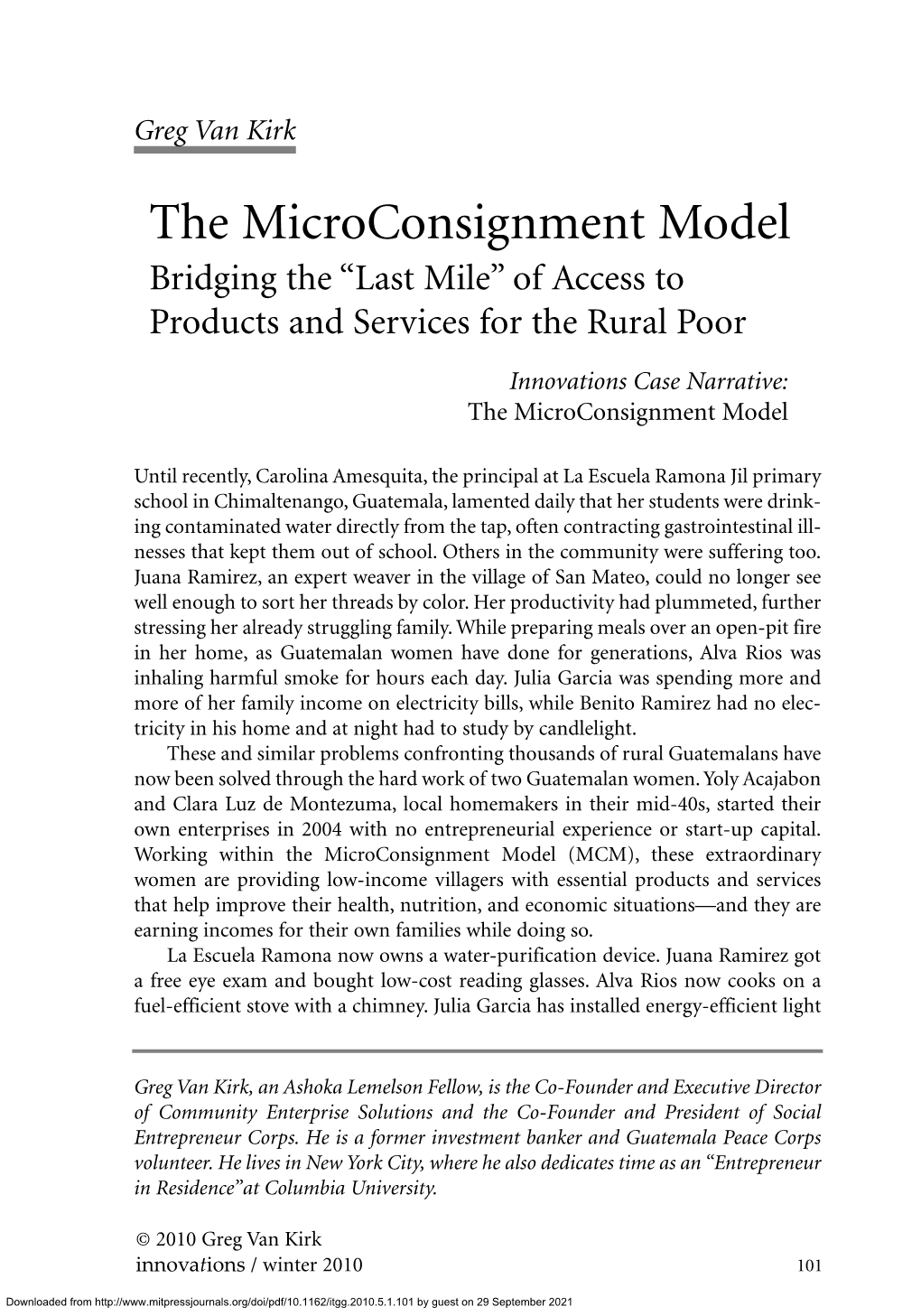 The Microconsignment Model Bridging the “Last Mile” of Access to Products and Services for the Rural Poor