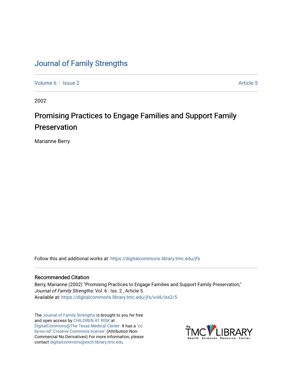Promising Practices to Engage Families and Support Family Preservation