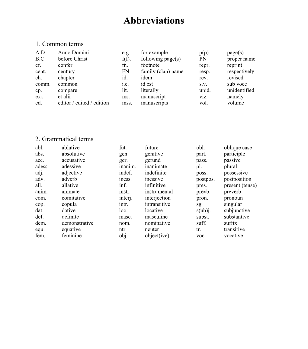 Abbreviations